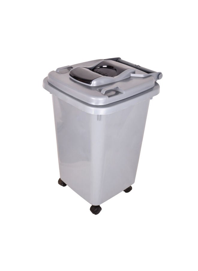 سلة مهملات بعجلات رمادي/ أزرق 48x42x63سم