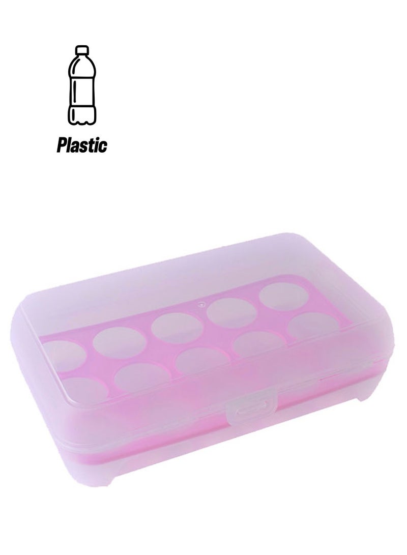 15 Grid Egg Storage Box For Refrigerator Clear/Pink 26x17x7cm - Image 1