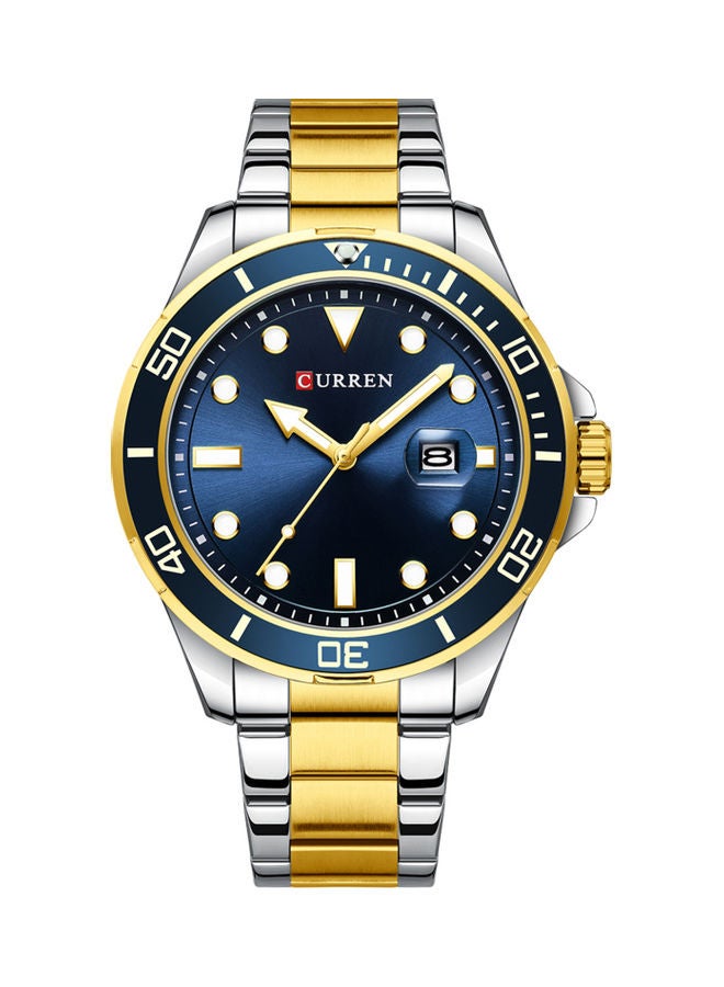 CURREN Men's Quartz Classic Wrist Watch J-4897G-BL - 47 mm - Silver/Gold - Image 1