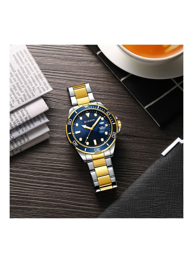 CURREN Men's Quartz Classic Wrist Watch J-4897G-BL - 47 mm - Silver/Gold - Image 2