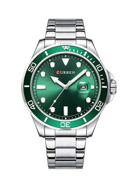 ساعة يد كلاسيكية بعقارب مضيئة - قياس 47 مم - لون فضي للرجال