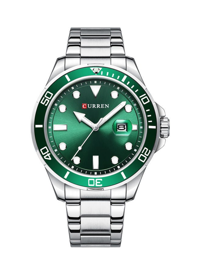 كارين ساعة يد كلاسيكية بعقارب مضيئة - قياس 47 مم - لون فضي للرجال - Image 1