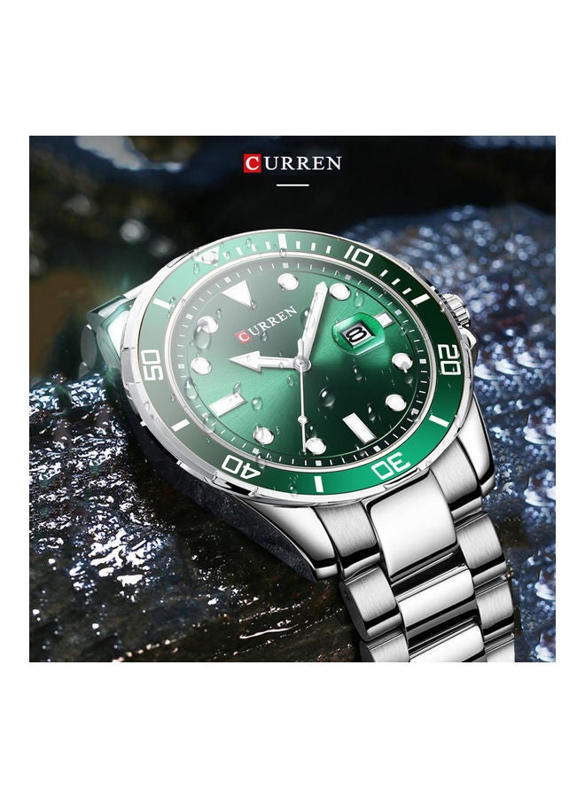 كارين ساعة يد كلاسيكية بعقارب مضيئة - قياس 47 مم - لون فضي للرجال - Image 5