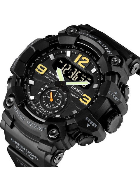 Men's Analog Digital Waterproof And Sport Wrist Watch - 56 mm - Black