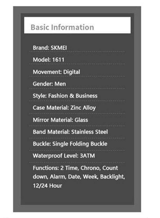 سكمي ساعة يد رقمية - قياس 52 مم - لون أسود للرجال - Image 3