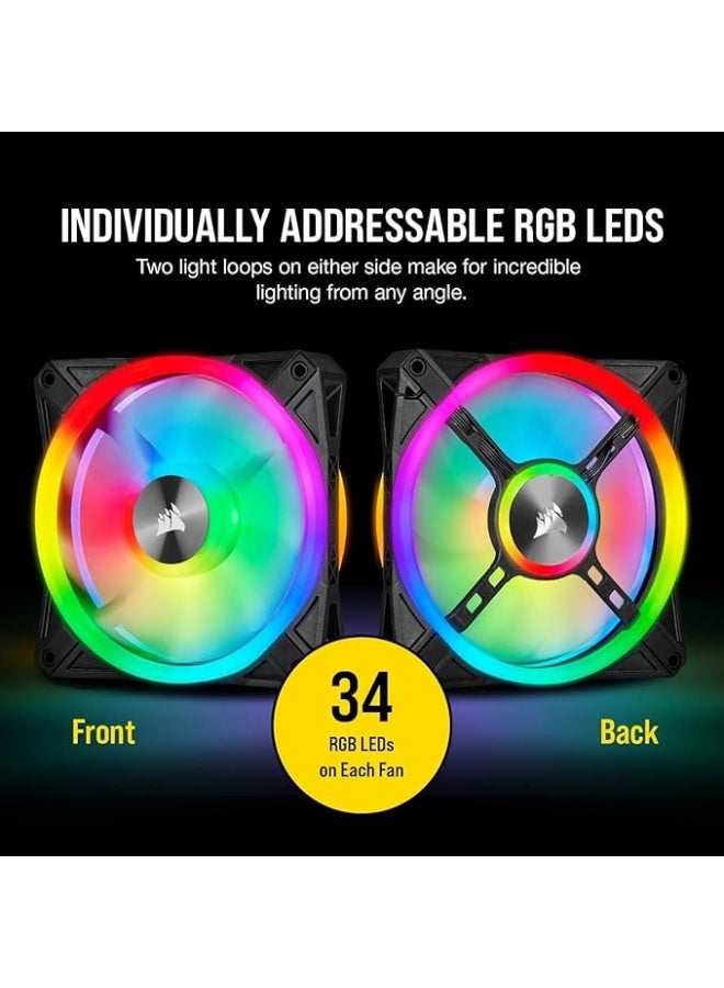 QL Series, QL120 RGB, 120mm RGB LED Fan, Triple Pack with Lighting Node Core