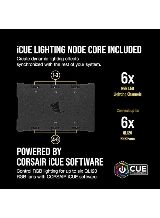 QL Series, QL120 RGB, 120mm RGB LED Fan, Triple Pack with Lighting Node Core