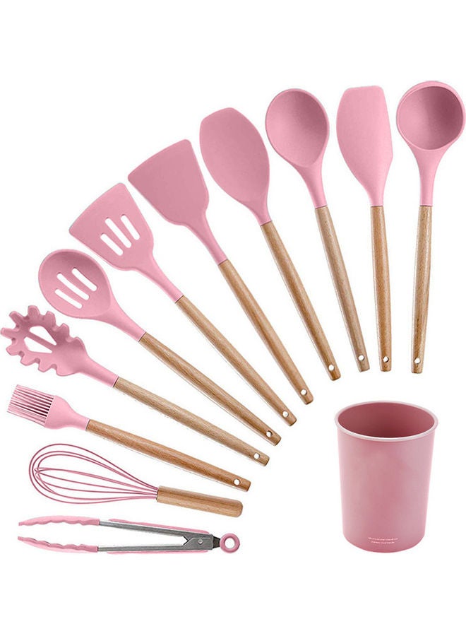 12 Piece Silicone Cooking Wooden Utensils Tool Pink 15x33x15cm - pnsku/N45431508A/45/_/1739788696/b0494354-dd0f-4500-9cc9-ebf53c30f1f5