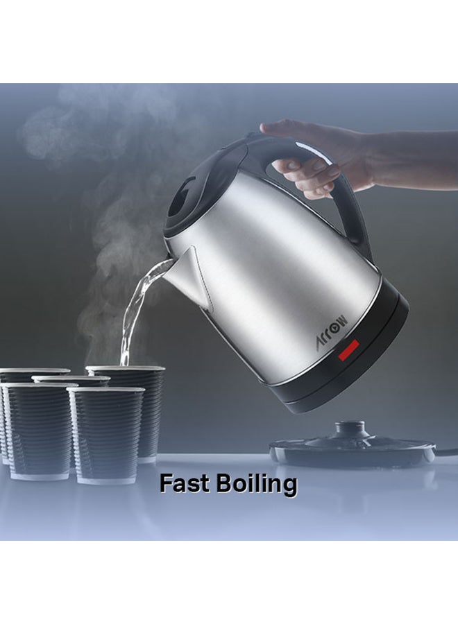 Arrow - 2.5 Liter 1800 W Electric Kettle With Stainless Steel Body And Double Layer Protection/Quickly Start Re-boil At The Touch Of The Switch/Permits Fast And Easy Cleaning/Automatically Turns Off When Water Boils 2.5 L 1800 W RO-25LKT Silver/Black - Image 1