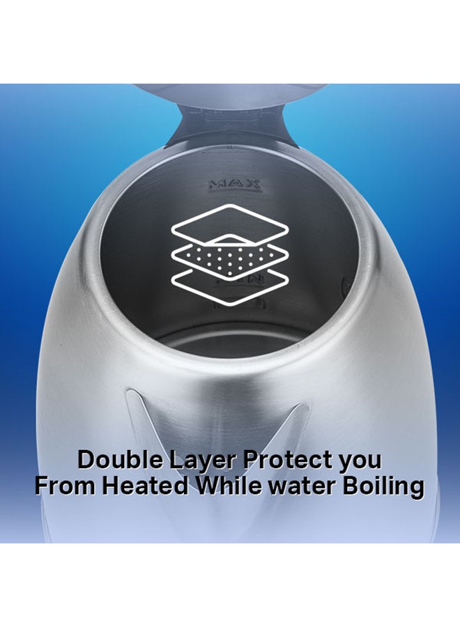 Arrow - 2.5 Liter 1800 W Electric Kettle With Stainless Steel Body And Double Layer Protection/Quickly Start Re-boil At The Touch Of The Switch/Permits Fast And Easy Cleaning/Automatically Turns Off When Water Boils 2.5 L 1800 W RO-25LKT Silver/Black - Image 1