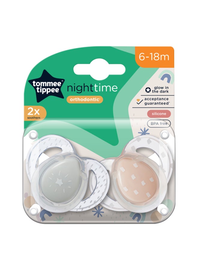 tommee tippee - Pack Of 2 Closer To Nature Night Time Soother (6-18 Months) - Assorted - Image 1