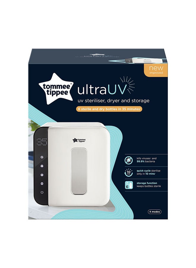 tommee tippee UV 3-in-1 Sterilizer And Dryer For Baby Bottles Accessories, Kills 99.9% Of Bacteria And Viruses, Steam And Water Free, White  - Image 2