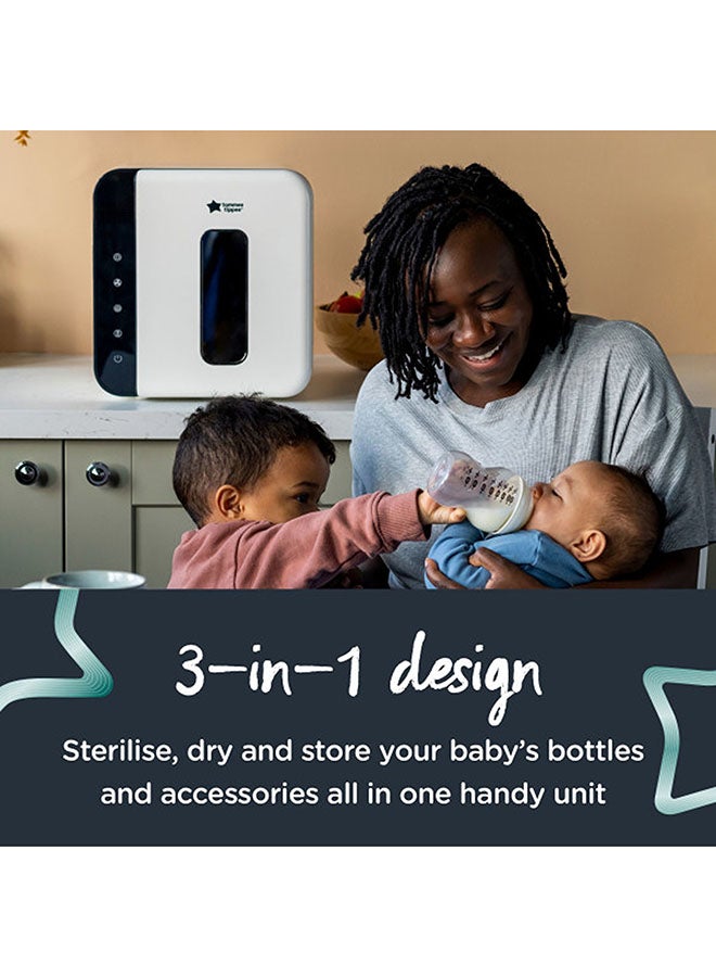 tommee tippee - UV 3-in-1 Sterilizer And Dryer For Baby Bottles Accessories, Kills 99.9% Of Bacteria And Viruses, Steam And Water Free, White - Image 1