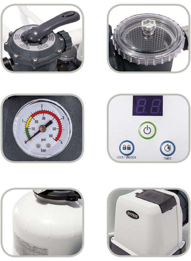 INTEX 2100 Gallons Water Filter Pump With 12 Hours Cycle Timer Pressure Meter 16.65kg  - Image 4