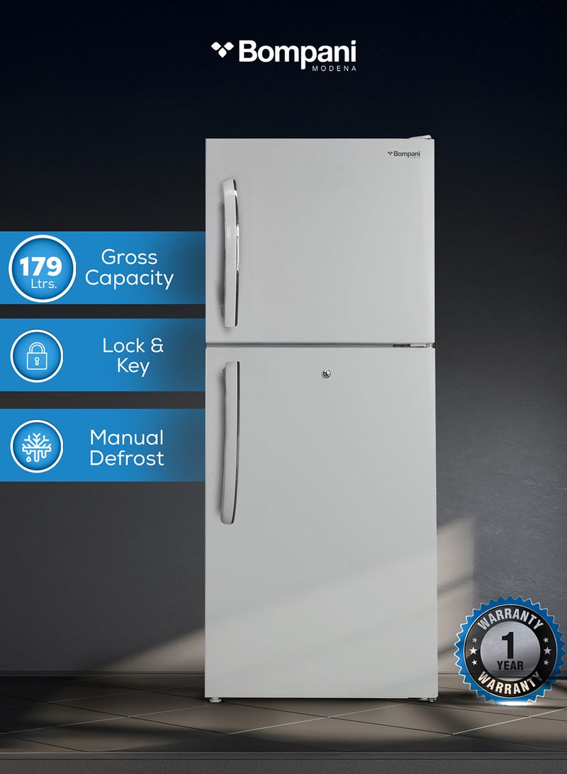 Bompani - 179L Top-Mounted Refrigerator With Manual Control, Efficient Defrost, Stylish Design, Spacious Interior, Security Features, 1-Year Full Warranty, 5 Year Compressor Warranty BR180SDN Silver - Image 1