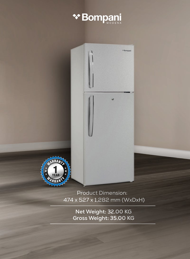 Bompani - 179L Top-Mounted Refrigerator With Manual Control, Efficient Defrost, Stylish Design, Spacious Interior, Security Features, 1-Year Full Warranty, 5 Year Compressor Warranty BR180SDN Silver - Image 1