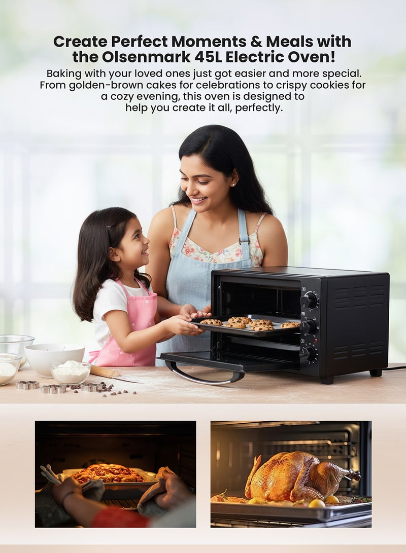 أولسنمارك فرن مطبخ كهربائي قدرة 2000 وات مع صينية خبز 45 L 2000 W OMO2435 أسود - Image 4