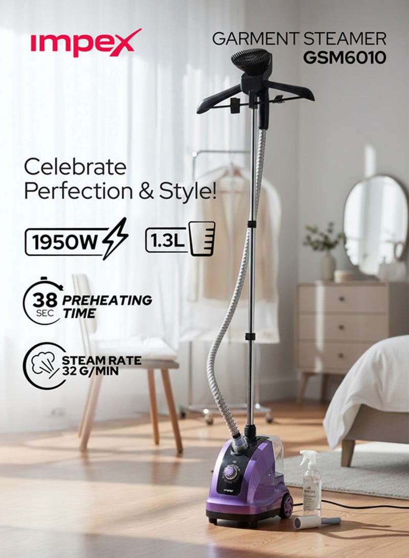 إمبكس جهاز كي بالبخار كهربائي للملابس بنظام تحكم في درجة الحرارة 1.3 L 1950 W GSM 6010 أرجواني/أسود/شفاف - Image 2