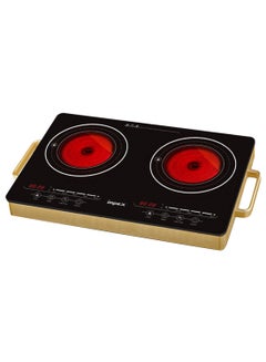 Impex Double Infrared Cooktop, 2 Burner Electric Stove with 4-Digit LED Display, Touch Sensor Control, 5 Cooking Modes, 8 Power Levels, 4-Hour Timer, Micro Crystal Plate, Overheat Protection, Universal Pot Compatibility, 2800W, 220-240V Input IR 2704 Black/Red/Gold  - Image 1