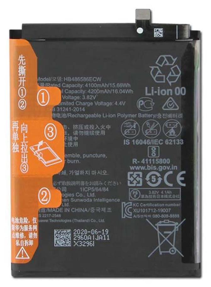 Captaintech 4200 mAh Replacement Battery For  Huawei Mate 30 Mate 30 Pro Nova 6 Nova 6 SE / Honor V30 Black - Image 1