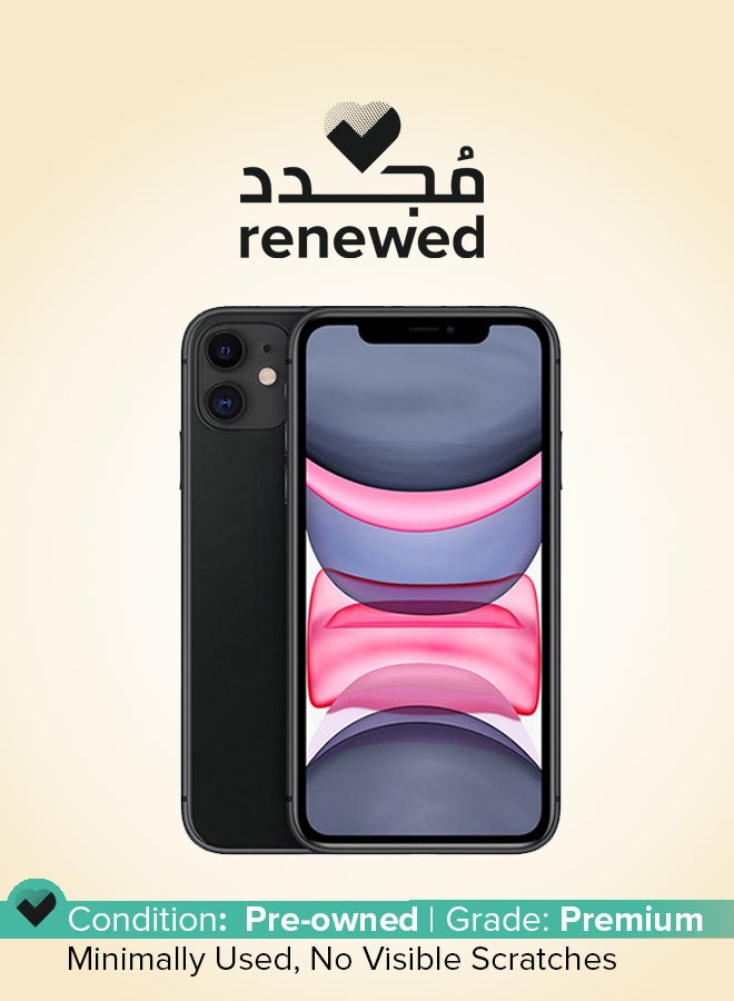 ابل  مجدد - هاتف آيفون 11 بذاكرة داخلية 128 جيجابايت مع تطبيق فيس تايم ويدعم تقنية 4G LTE بلون أسود - Image 1