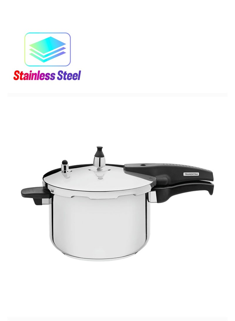 TRAMONTINA Allegra Stainless Steel Pressure Cooker With Tri-Ply Bottom 22cm  - Image 1