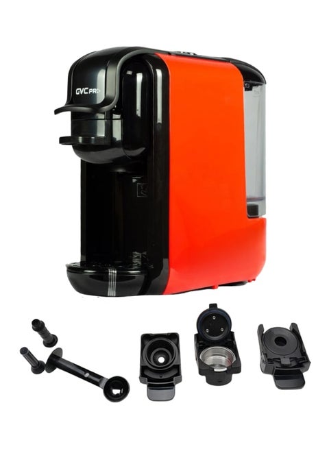 ماكينة صنع القهوة 3 في 1 بكبسولات 0.6 L 1450 W GVCM-1902 أحمر وأسود