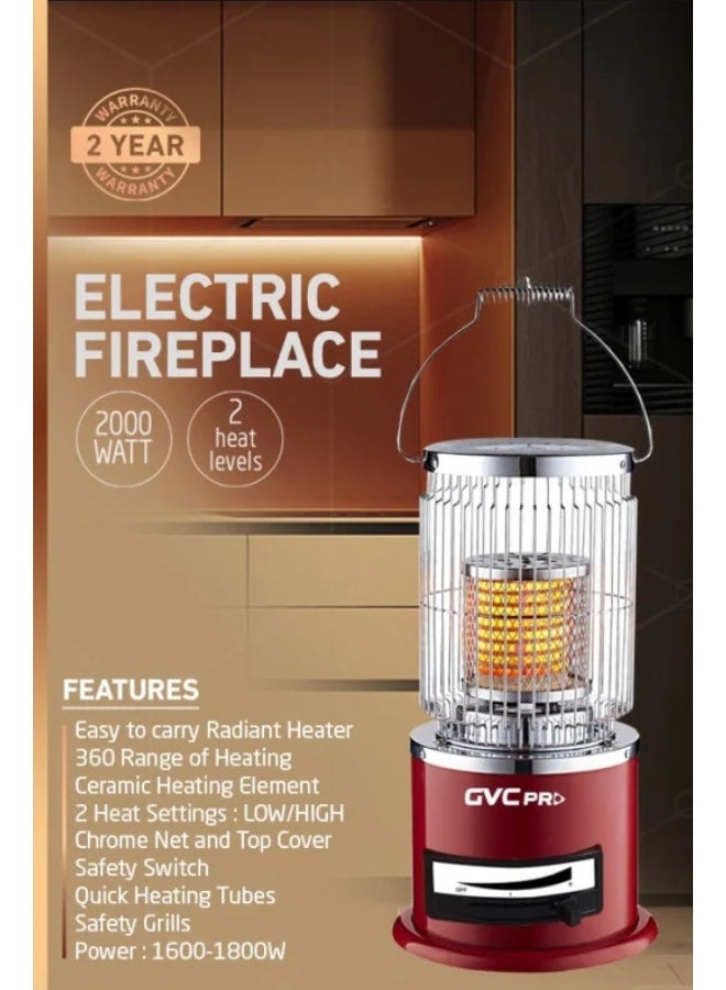 gvc pro Electric Heater, 2 Heating Power Options, 1800 W GVCHT-2000 Red  - Image 5