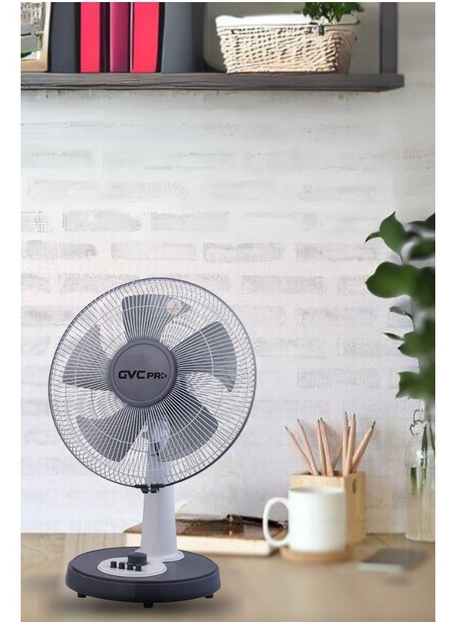 gvc pro - Glassy Table Fan, with 5 blades and 3 Speeds, 14 Inches, 60W GVCT-5400 Grey - Image 1