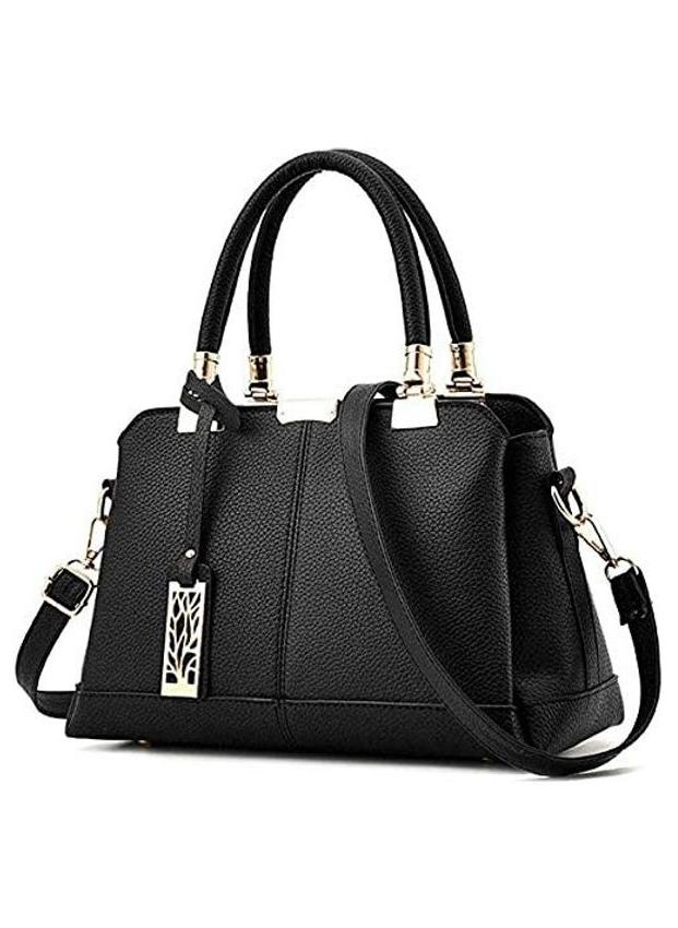Leather Satchel Handbag Black - Image 1
