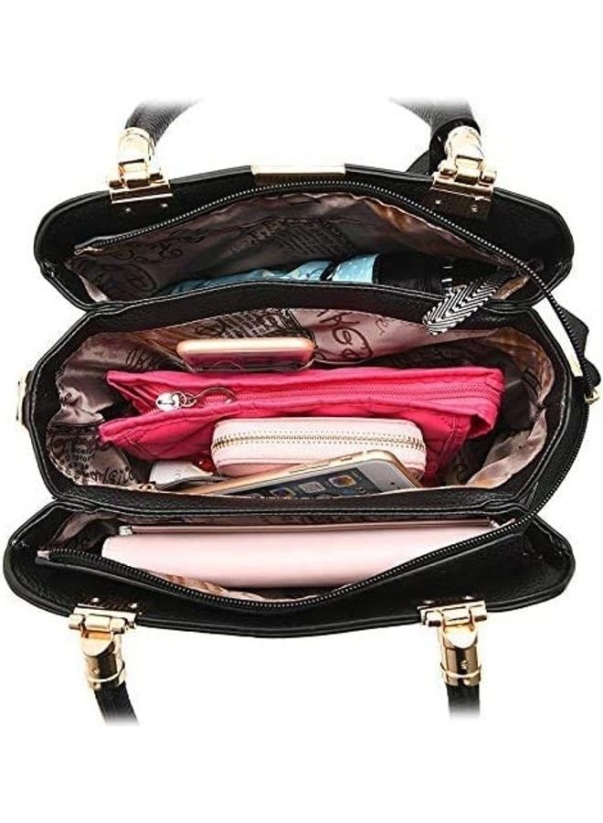 Leather Satchel Handbag Black - Image 2