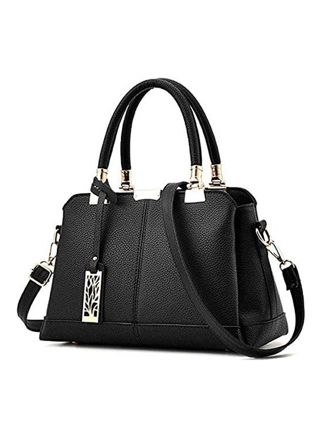 Leather Satchel Handbag Black - Image 1
