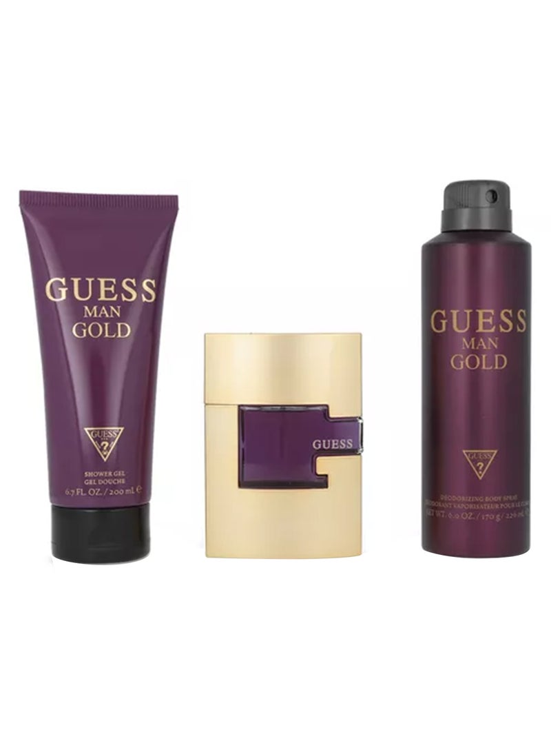 GUESS - Gold Gift Set EDT 75 ml, Shower Gel 200 ml, Body Spray 226ml - Image 1