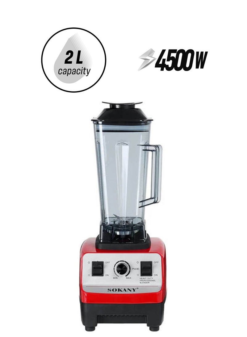 sokany - Multifunctional Juicer Adjustable Blender 2L Food Processor Mixer Smoothie Ice Crusher 2000 ml 4500 W Sk-444 Multicolor - Image 1