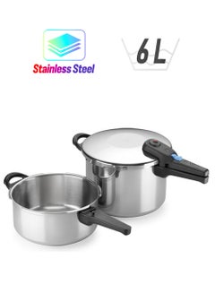 Alza 2-Piece Stainless Steel Pressure Cooker  Pot Made in Spain Silver 6.0Liters 