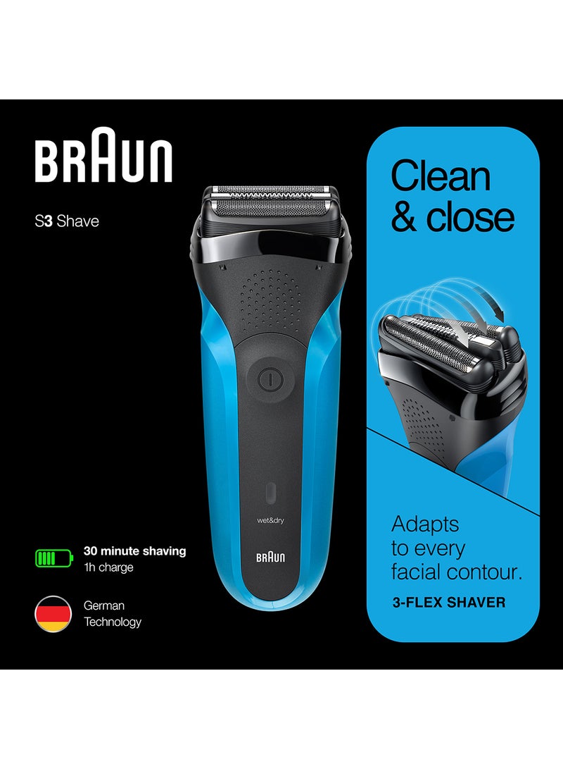 براون ماكينة حلاقة كهربائية 310BT شيف آند ستايل من المجموعة 3 قابلة للشحن للاستخدام الرطب والجاف أسود/أزرق - Image 2