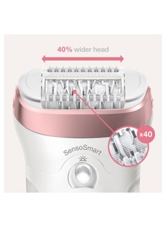 براون ماكينة إزالة الشعر سيلك إبيل للاستخدام الجاف ومع الماء و8 قطع ملحقة شاملة وفرشاة فيس سبا من مجموعة الجمال 9 طراز 985BS من براون أبيض-وردي  - Image 2