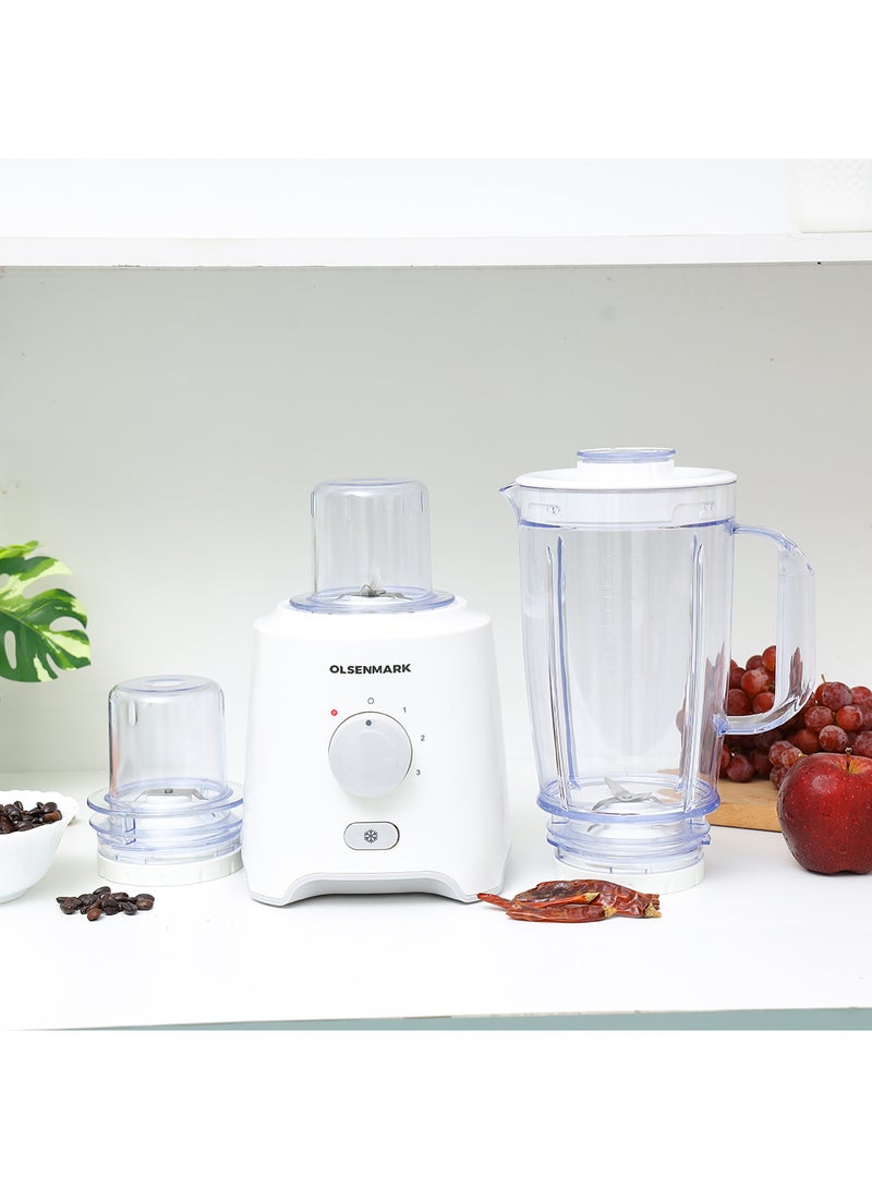 Olsenmark - 3 in 1 Blender, Multifunctional Blender-Stainless Steel Blades, Adjustable Speed Control with Pulse 1.6 L 550 W OMSB2402J Beige/Clear - Image 1