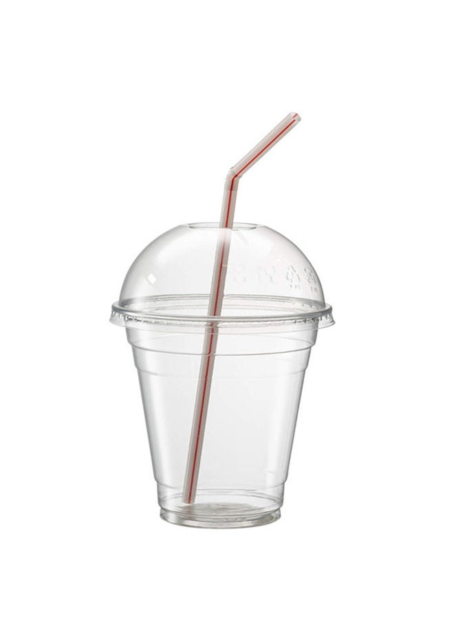 طقم أكواب بلاستيكية للاستخدام مرة واحدة مع غطاء مسطح مكون من 50 قطعة شفاف 475ملليلتر - Image 3