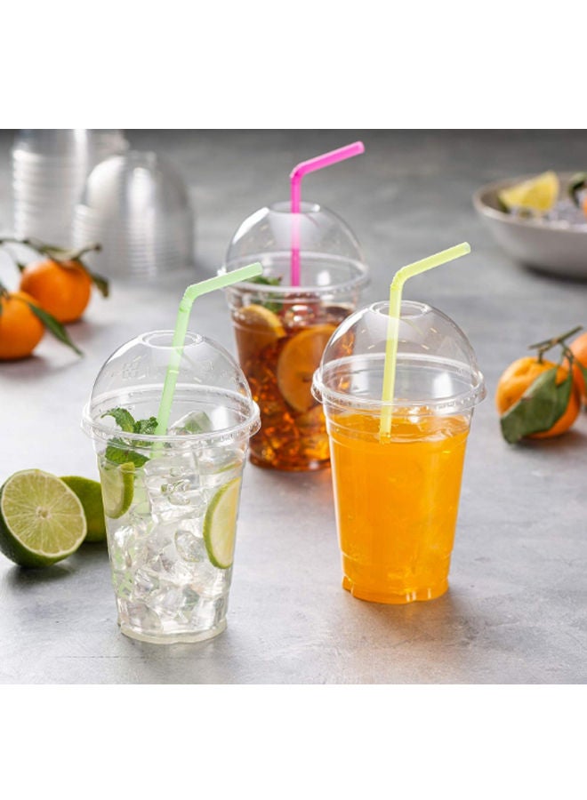 طقم أكواب بلاستيكية للاستخدام مرة واحدة مع غطاء مسطح مكون من 50 قطعة شفاف 475ملليلتر - Image 5