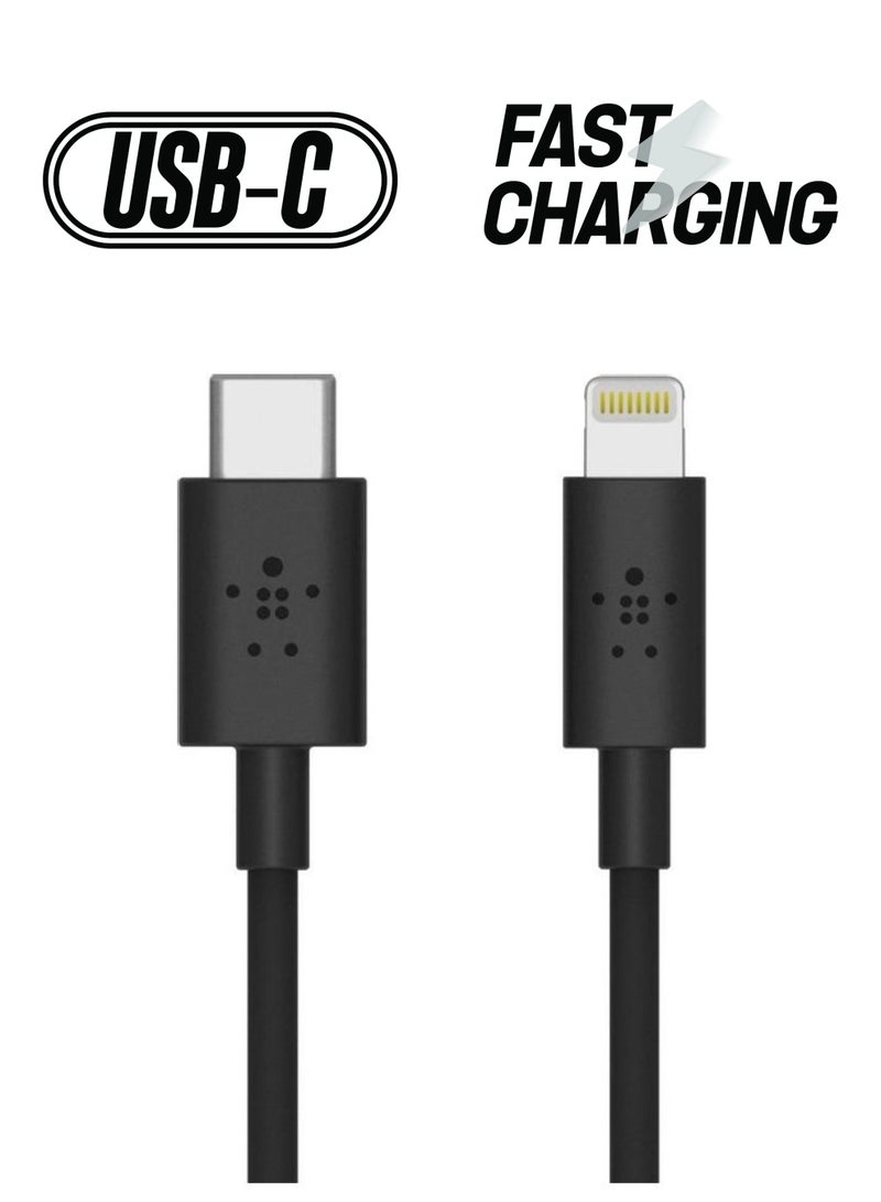 belkin - USB-C to Lightning Cable (iPhone Fast Charging Cable for iPhone 14, 13, 12 or earlier) Boost Charge MFi-Certified iPhone USB-C Cable 1m Black - Image 1