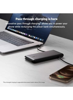 belkin MFi Certified BoostCharge 10000mAh Power Bank w Lightning  USB C Cables And USB C Charging Port  18W PD Fast Charger For Apple iPhone 1514 Or Older Google Samsung Huawei Macbook Pro iPadiPad Pro Black  - Image 4