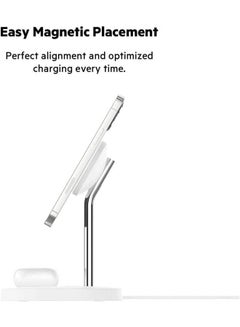 belkin 2-in-1 iPhone Wireless Charger With Magsafe, 15W Fast Charging iPhone Charger Stand For iPhone 14, 13, 12 Series, Airpods And Other Magsafe Enabled Devices With Included Power Adapter White  - Image 4