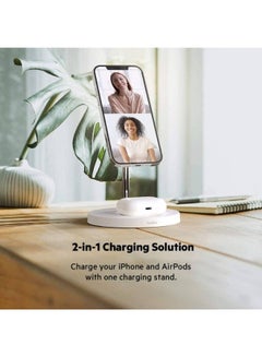 2-in-1 iPhone Wireless Charger With Magsafe, 15W Fast Charging iPhone Charger Stand For iPhone 14, 13, 12 Series, Airpods And Other Magsafe Enabled Devices With Included Power Adapter White - pnsku/N45800638A/45/_/1705055604/3d195672-e291-427f-8f49-01dac7486b57