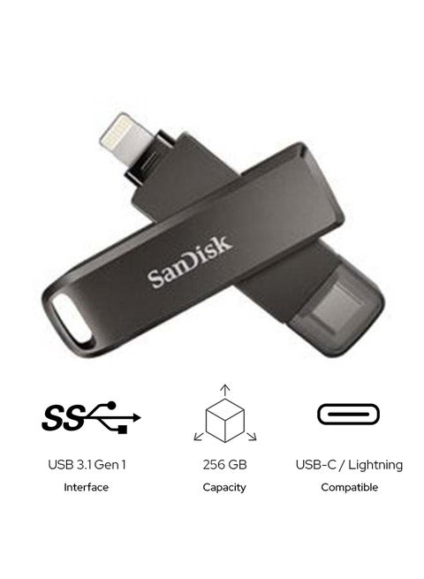 iXpand Flash Drive Luxe - USB-C + Lightning - for iPhone, iPad, Mac, USB Type-C devices including Android 256 GB