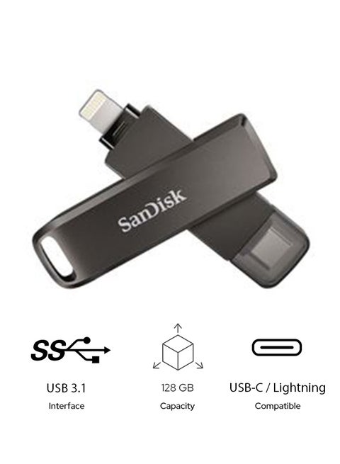 iXpand Flash Drive Luxe - USB-C + Lightning - for iPhone, iPad, Mac, USB Type-C devices including Android 128 GB