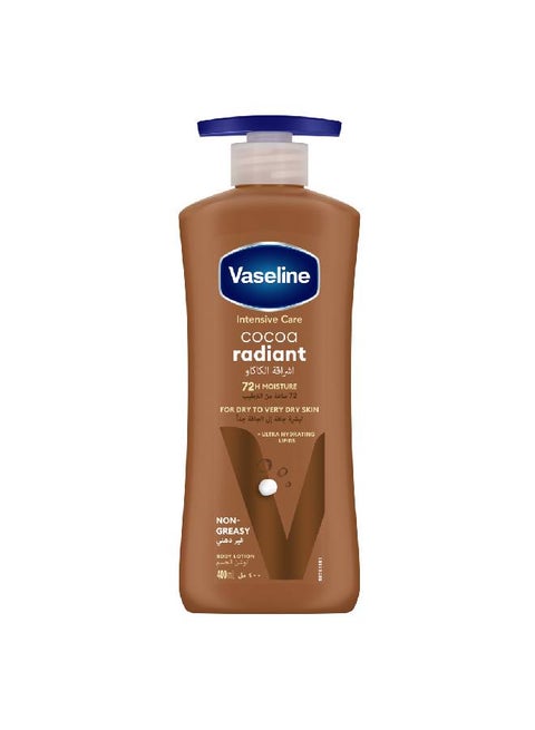 Vaseline Lotion intensive care cocoa radiant made with 100% pure cocoa butter for a natural glow Brown 400ml