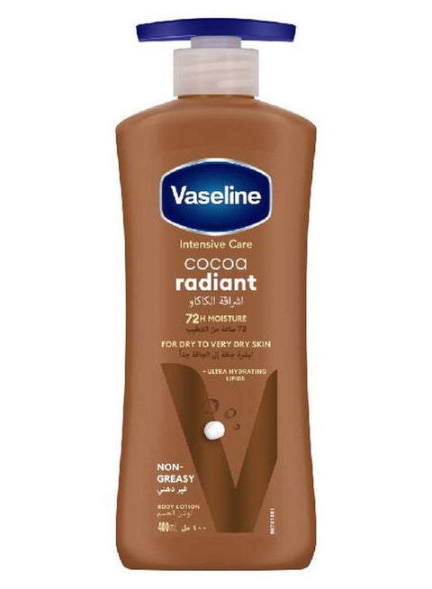 Vaseline Lotion intensive care cocoa radiant made with 100% pure cocoa butter for a natural glow Brown 400ml