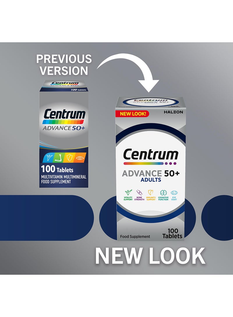 Centrum - Advance 50+ Multivitamins Food Supplement - 100 Tablets - Image 1