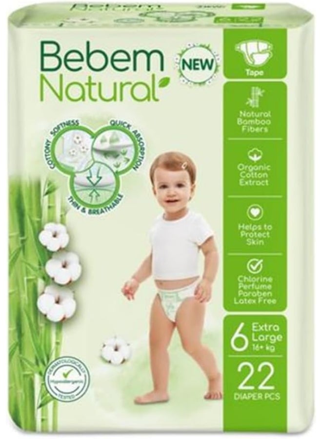 بيبيم حفاضات اطفال عبوة وسط اكس لارج مقاس 6 - 22 حفاضة - Image 1